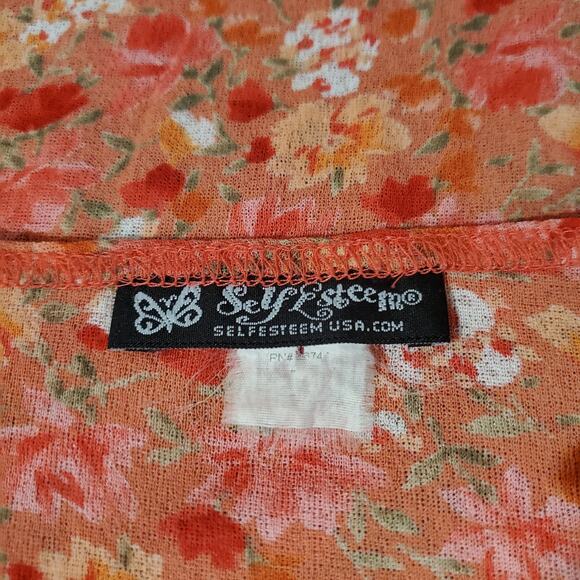 Vtg Y2K Self Esteem Womens Lace Trim Sequin Asymmetrical Babydoll Top 2X Fairy - Picture 7 of 10